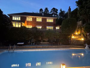 Rear elevation at sundown- click for photo gallery